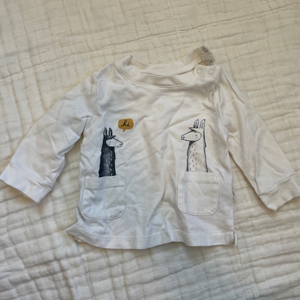 GAP Kids White Llama Print Shirt